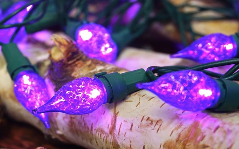 purple Christmas tree lights